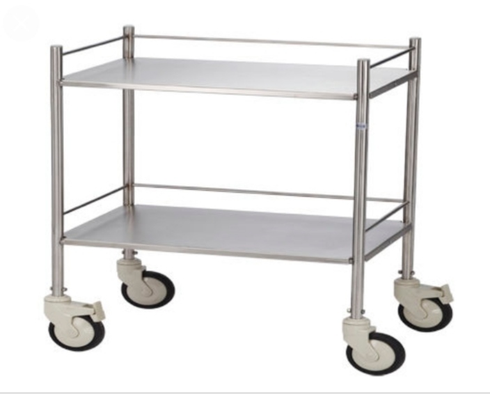 Stainless Steel Silver Instrument Trolley SS, For Hospital