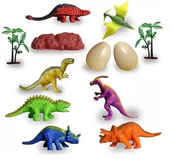 Dinosaurs Toy Set: 8 Eggs and Trees Included