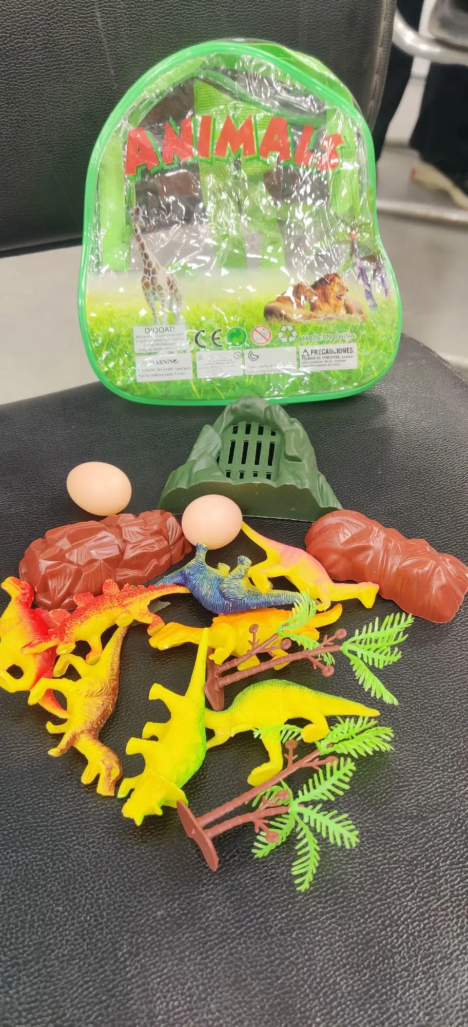Dinosaur Toy Set - 10 Pcs with Tree and Eggs for Kids Learning & Fun