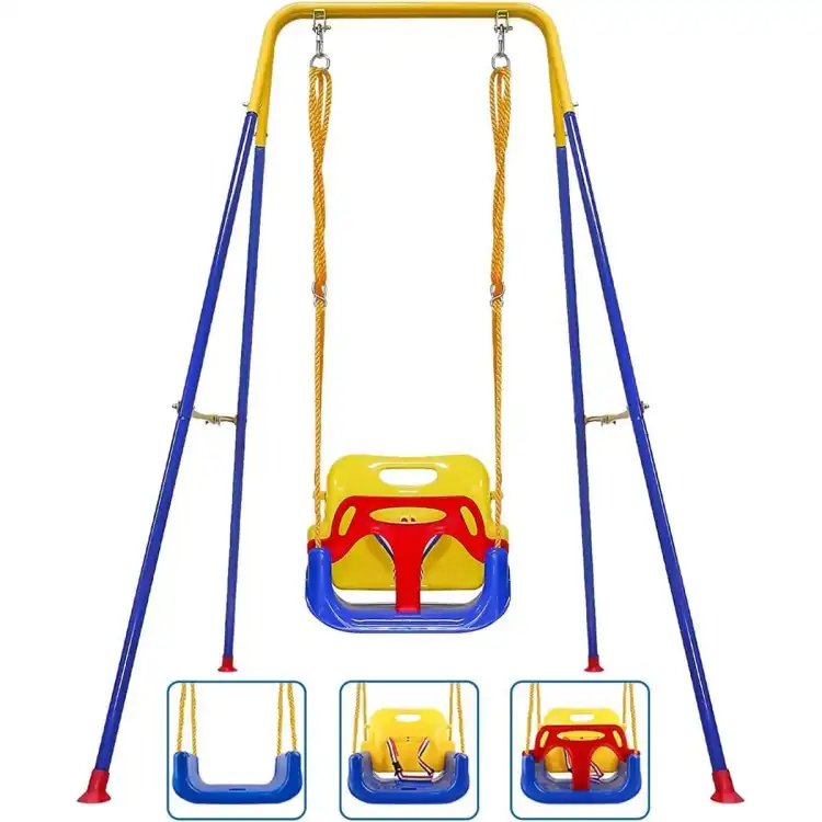 Chengji Toys 3-in-1 Toddler Swing Set: Indoor/Outdoor Fun for Ages 6 Months to 10 Years