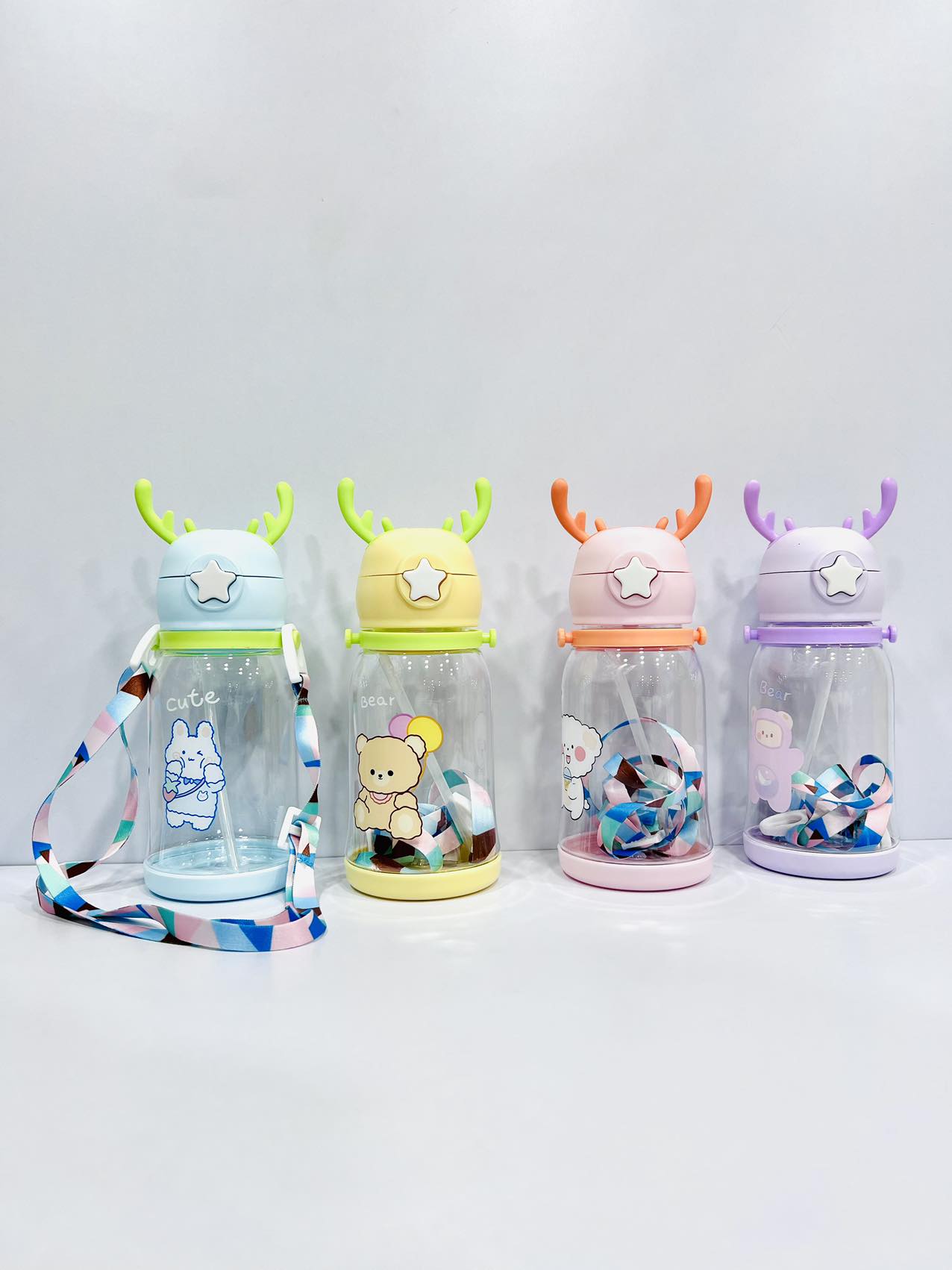 Kids Water Bottle With Straw Polycarbonate Material-600 ml