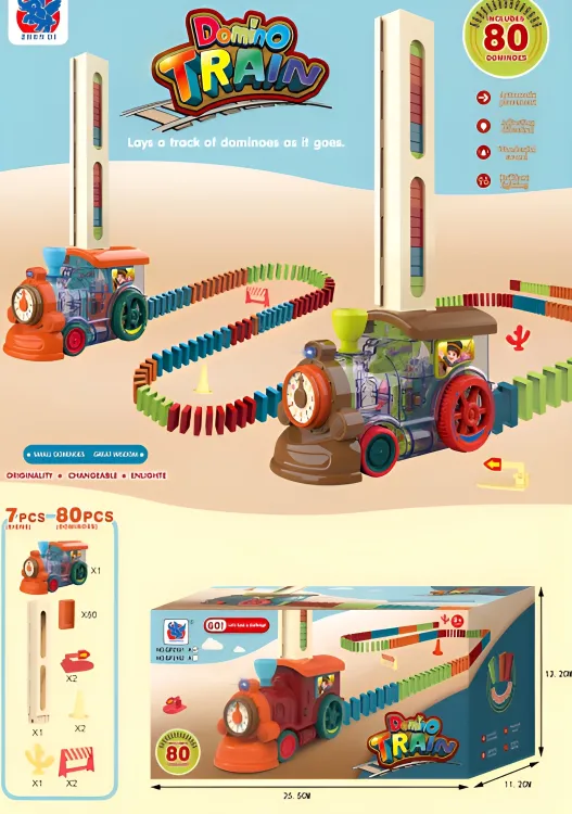 Domino Train Set: 80 Tiles, Battery Operated