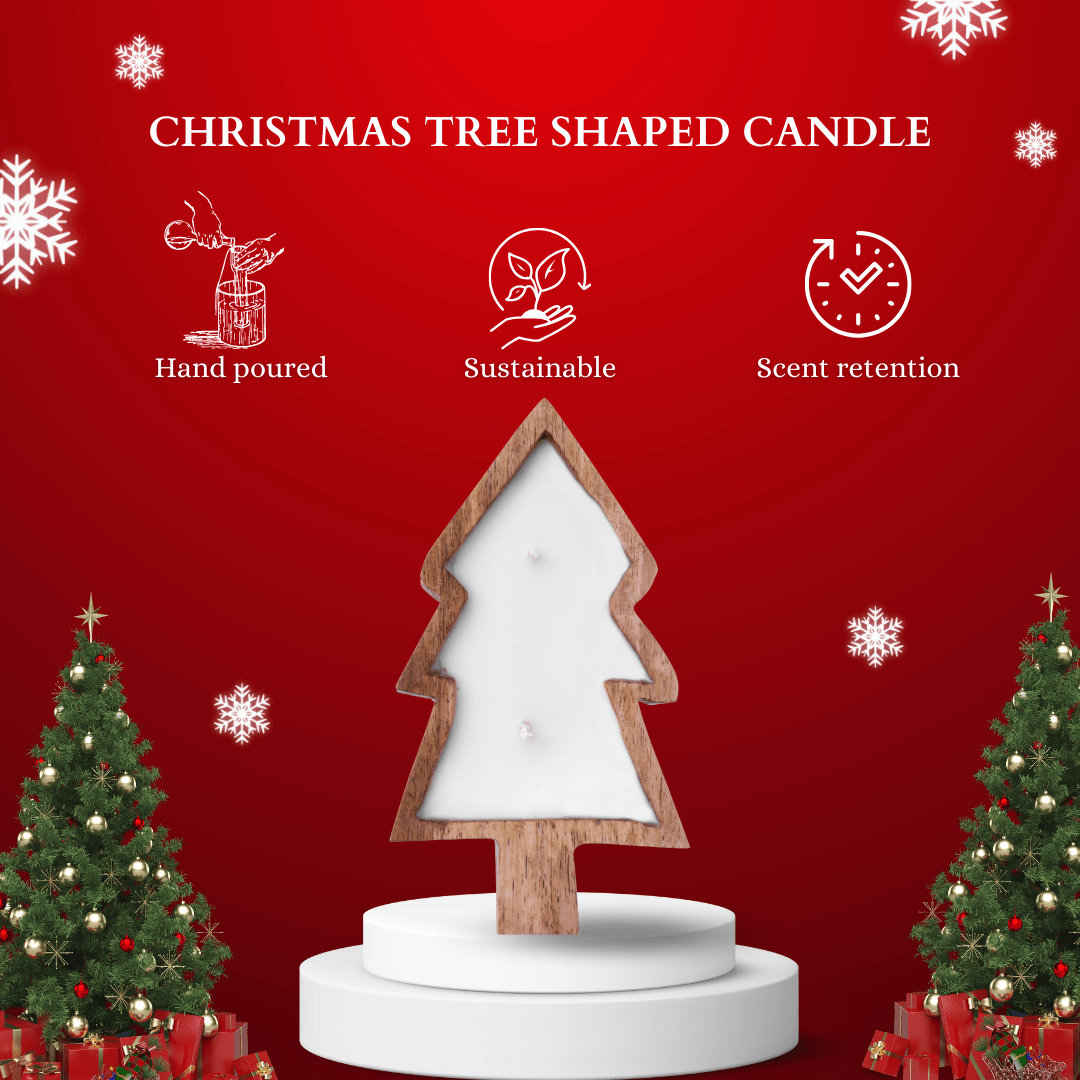 Wooden Christmas Tree Shaped Candle