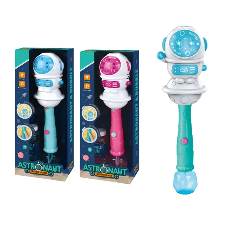 Electric Automatic Spaceman Bubble Blower Stick Wand With Lights And Music