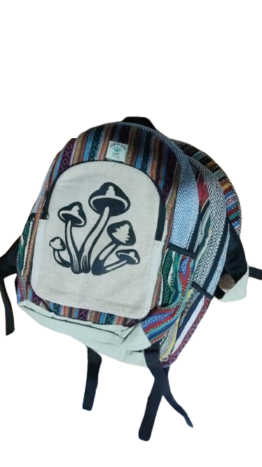 Himalayan Hemp Bag, Mushroom Printed