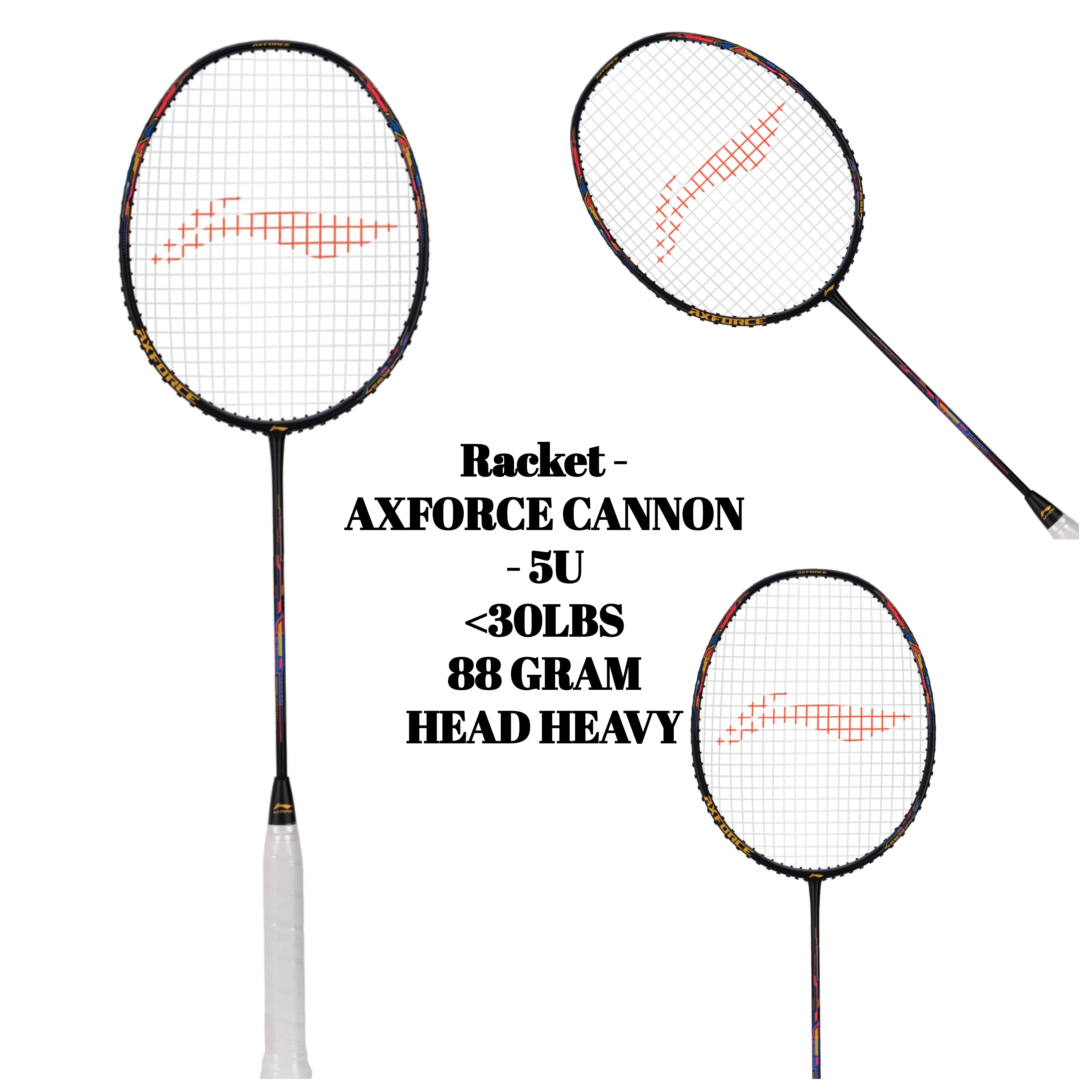Badminton Racket - AXFORCE CANNON - 5U (Black)