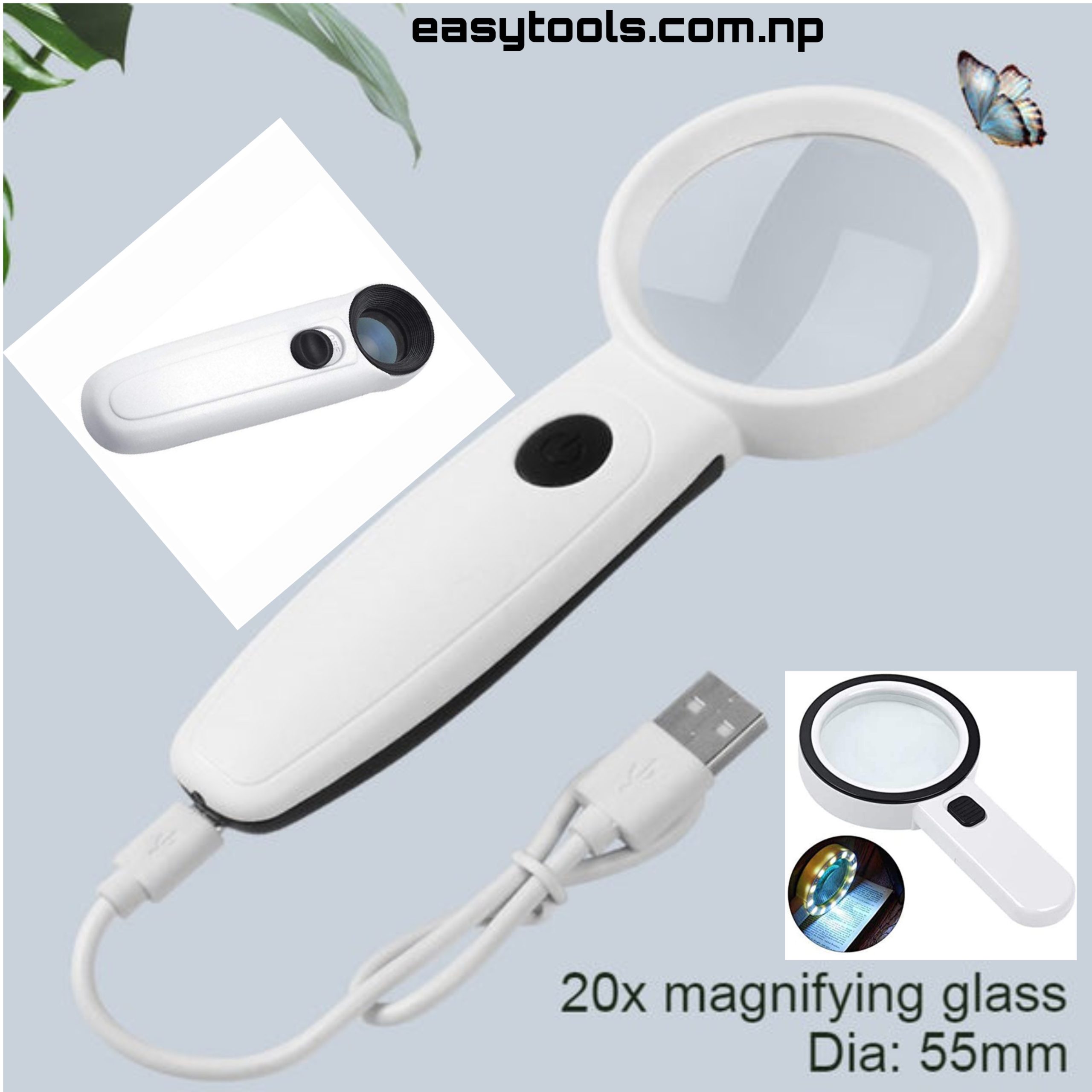 40X Magnifying Glass with Light, Handheld Lighted Magnifier with Large Double Glass Lens Led Magnifiers for Macular Degeneration, Seniors Reading, Soldering, Inspection, Coins, Jewelry, Exploring
