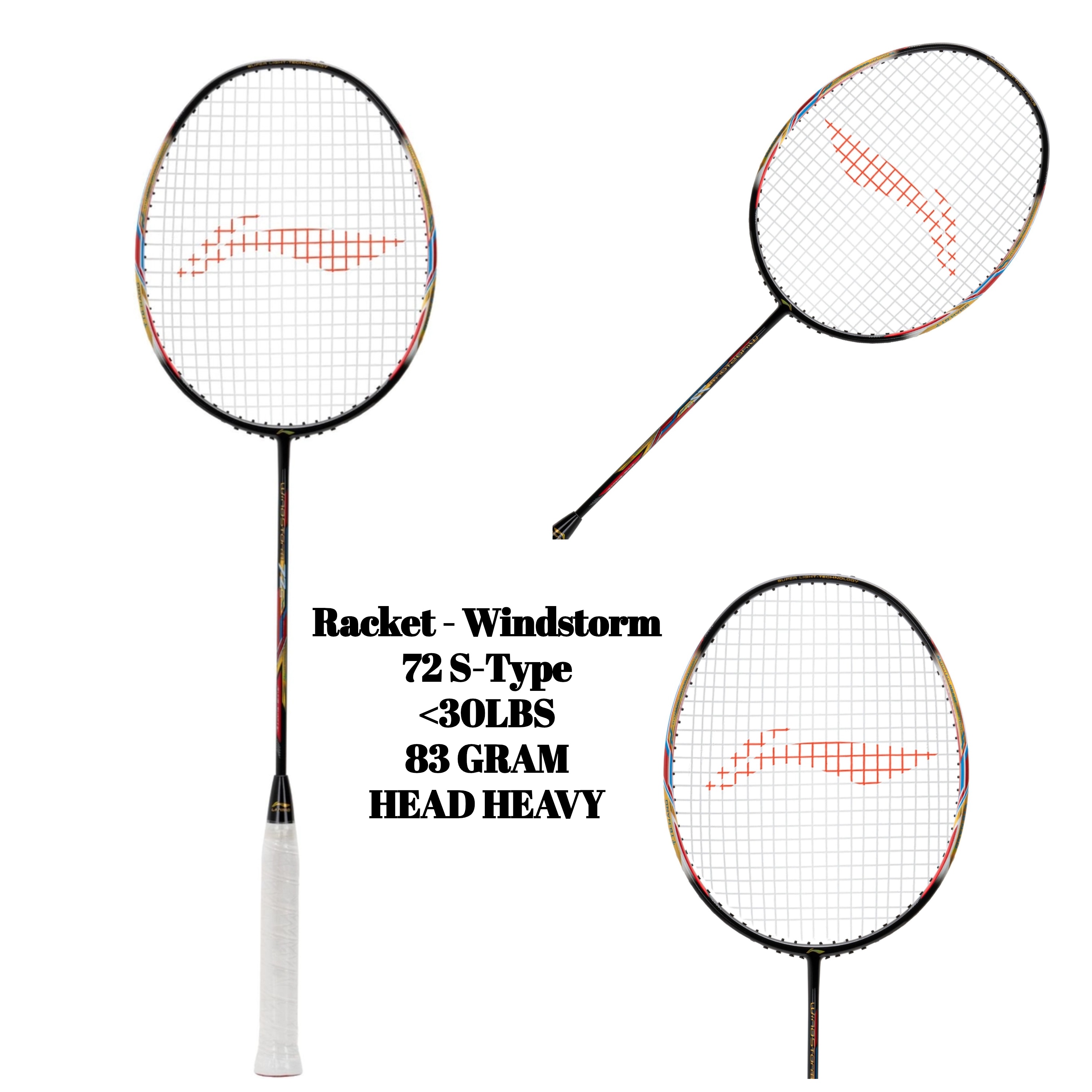 Racket - Windstorm 72 S-Type (Black/White/Red)