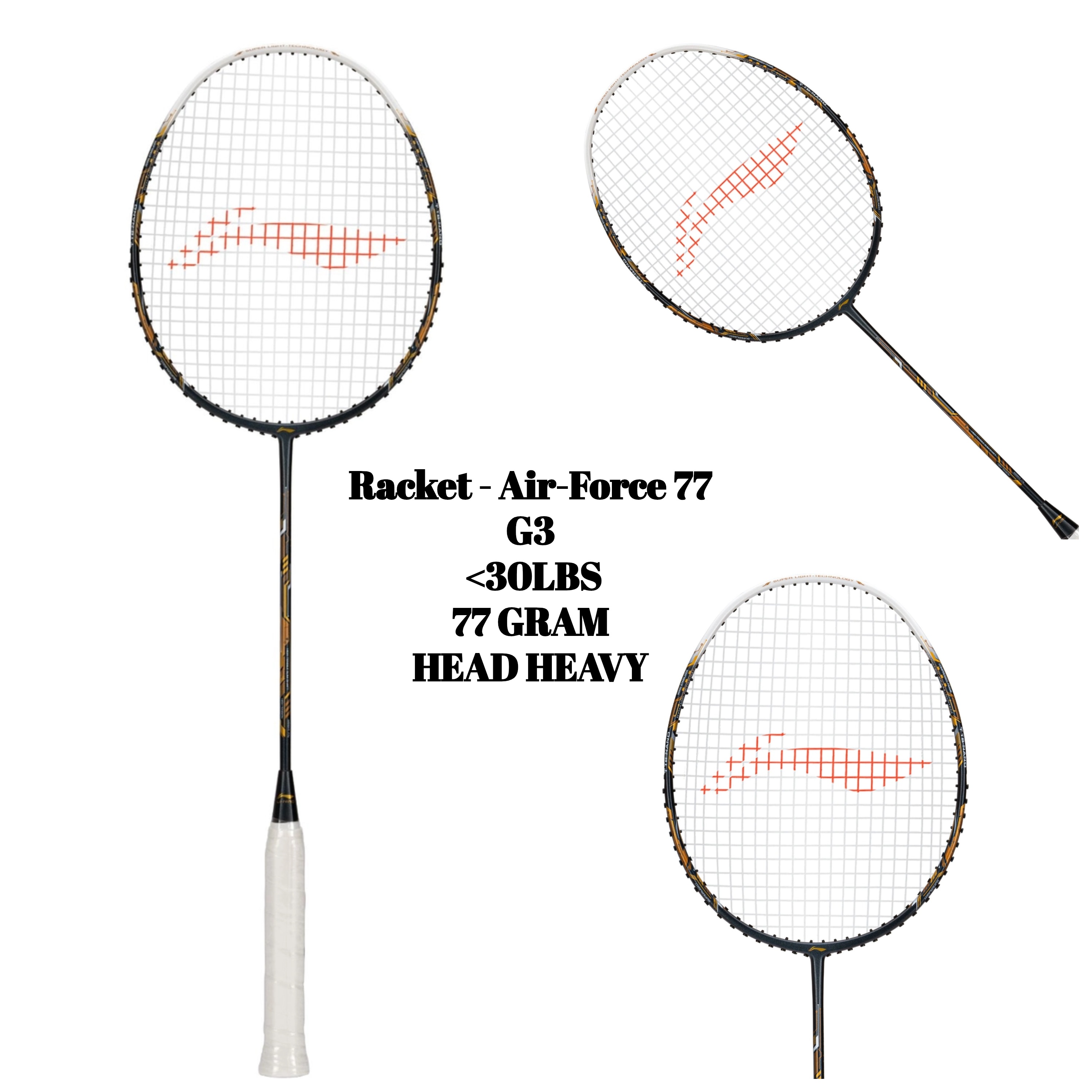 Racket - Air-Force 77 G3 (Dark Grey/White/Gold)