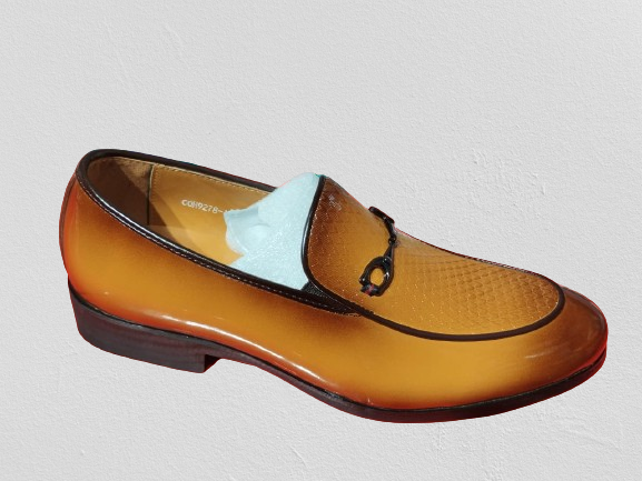 Brown Shining Leather Front Clip Designer Party Shoes