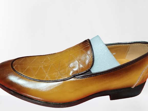 Brown Cele Leather Solid Slip On Shoes