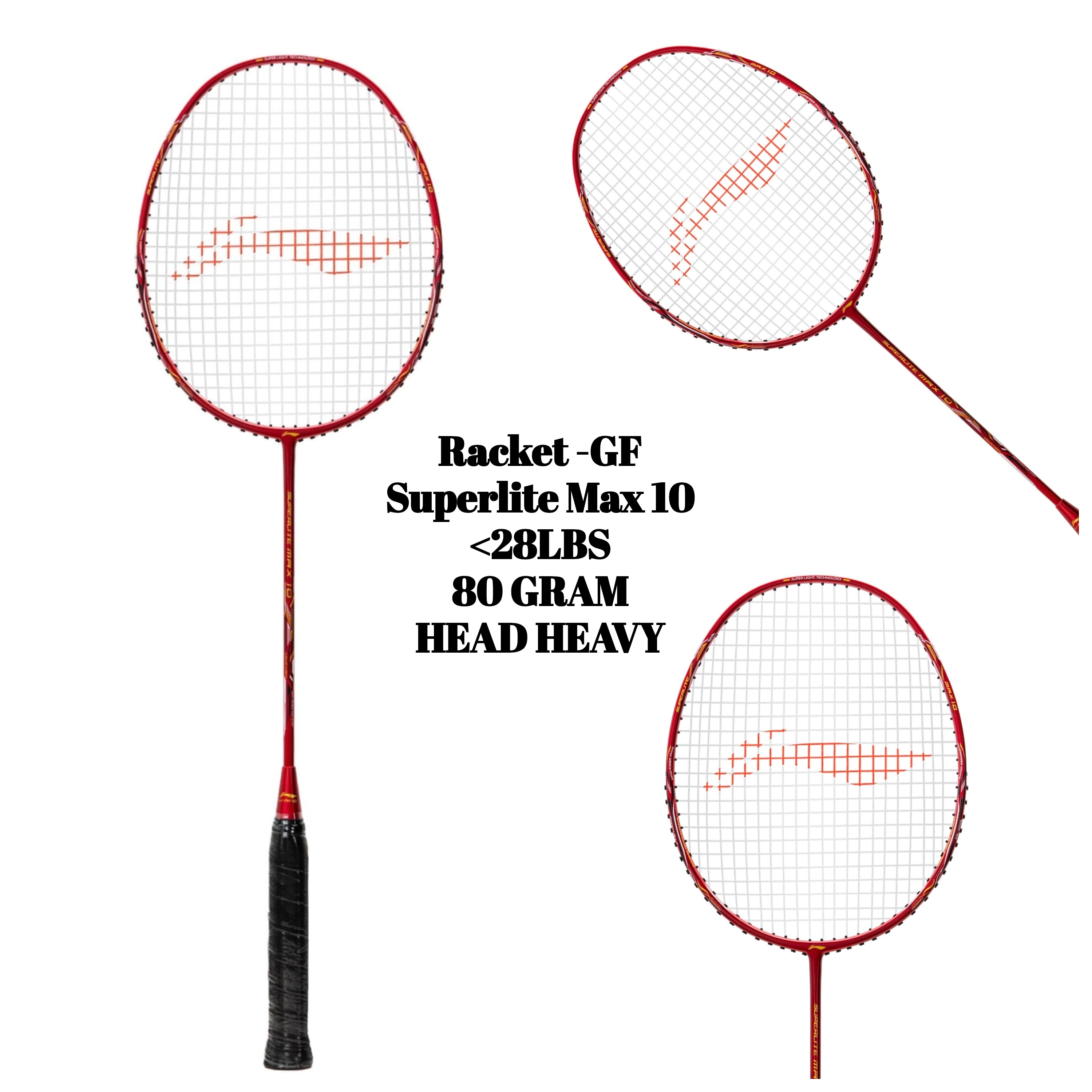 Racket -GF Superlite Max 10 (Dk Red/Gold/Black)