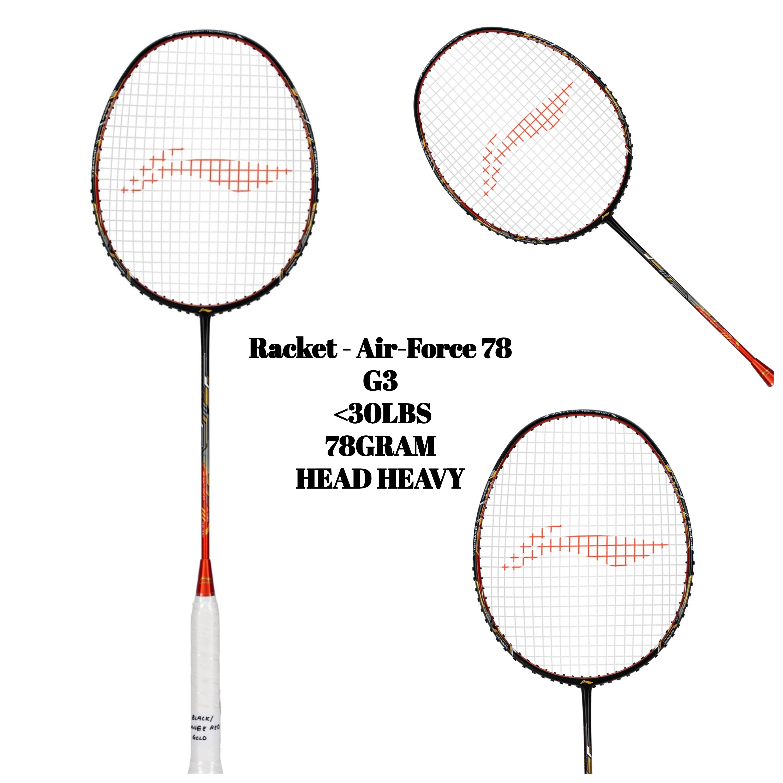 Racket - Air-Force 78 G3 (Black/Orange Red/Gold)