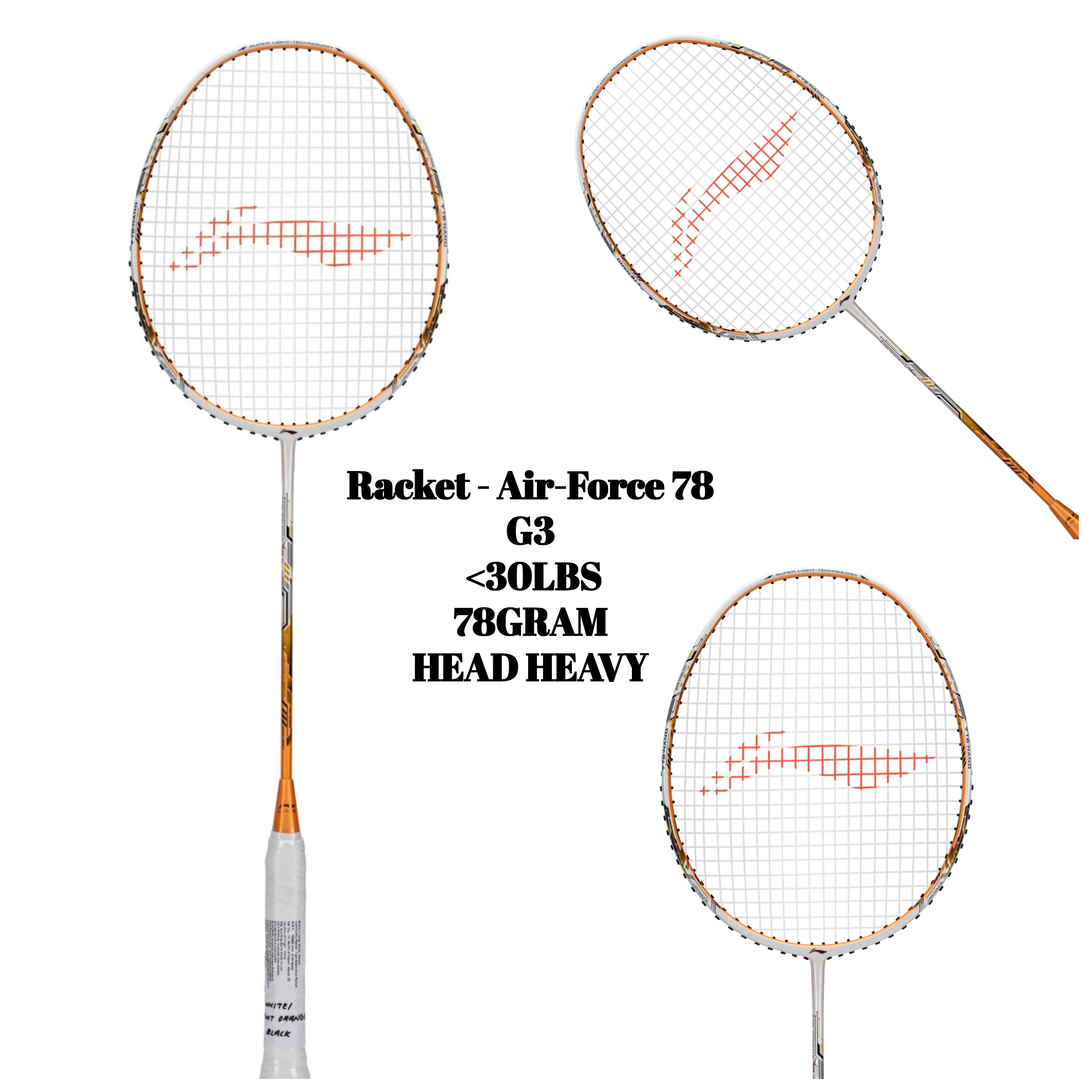 Racket - Air-Force 78 G3 (White/Light Orange/Black)
