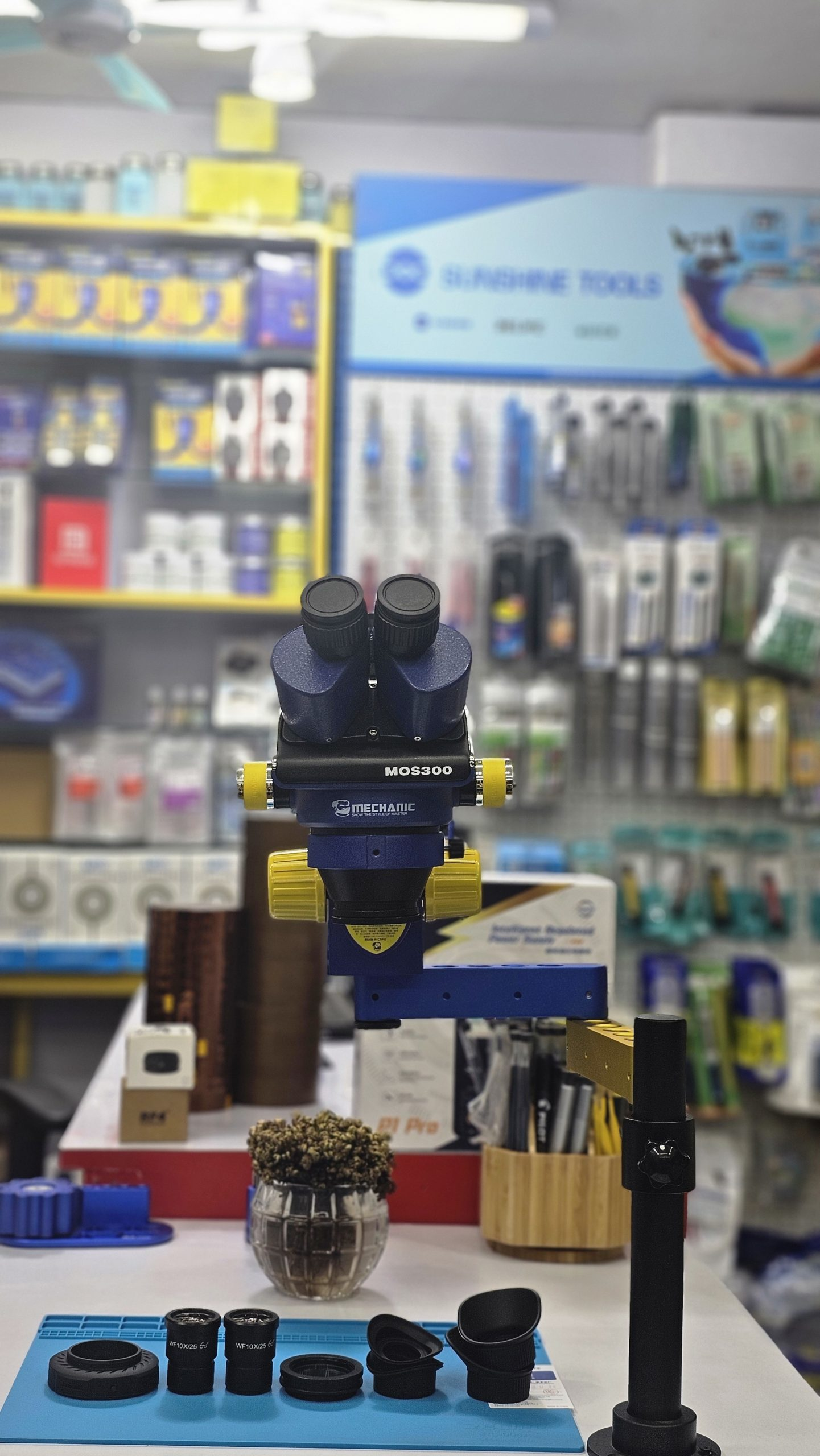 MOS300-M3 Trinocular Stereo Microscope with Adjustable Microscope Arm Stand Zoom for Phone Camera Repair Tools with arm base