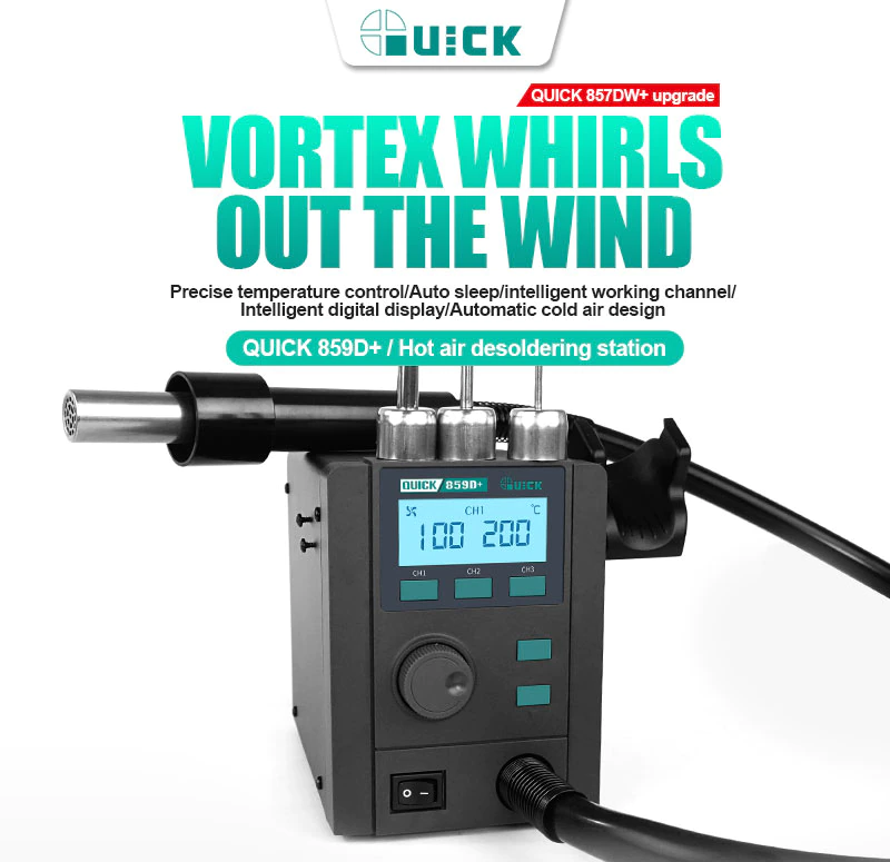 QUICK 2008D+ Hot Air Gun Rework Station LCD Digital display
