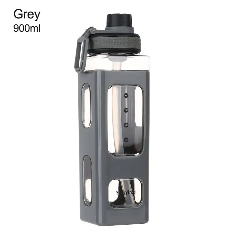 Square Water Bottle with Straw 900ML
