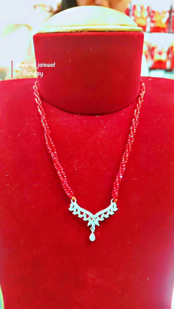 Red/Silver Pote Mangalsutra For Women's