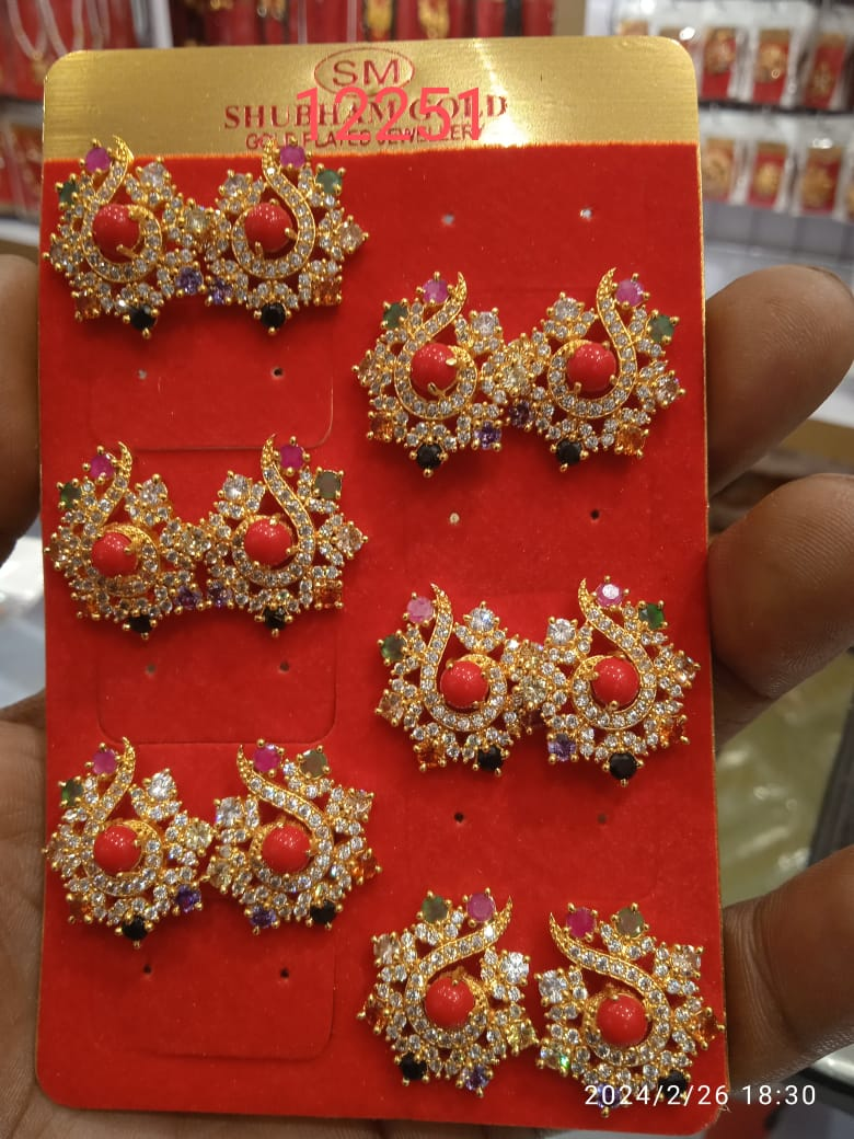 Gold Plated Colorful Drop And Pearls Top For Women