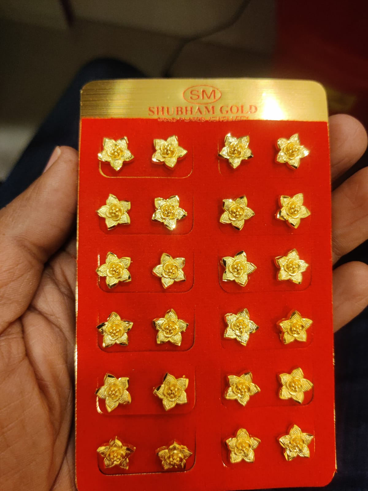 Flower Design  Artificial Gold Plated Top/Earring For Women