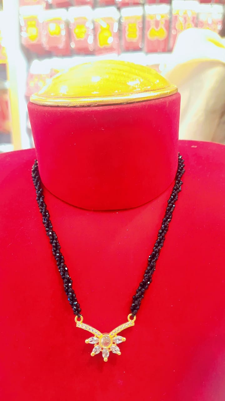 Black/Golden Crystal Beads Mangalsutra For Women
