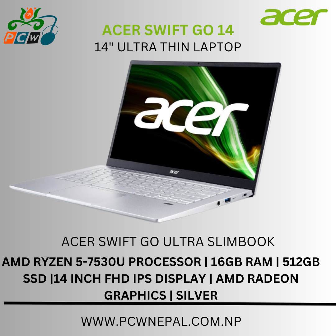 Acer Swift Go 14 2023 AMD Ryzen 5 7530U | 16GB RAM | 512GB SSD | 14″ FHD display | Backlight Keyboard