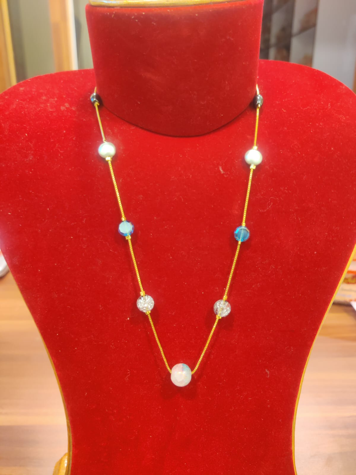 Simple And Beautiful Gold Plated Chain With moti For Women