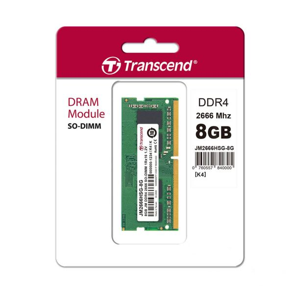 Transcend 8GB DDR4 Laptop RAM – SO-DIMM, 2666MHz
