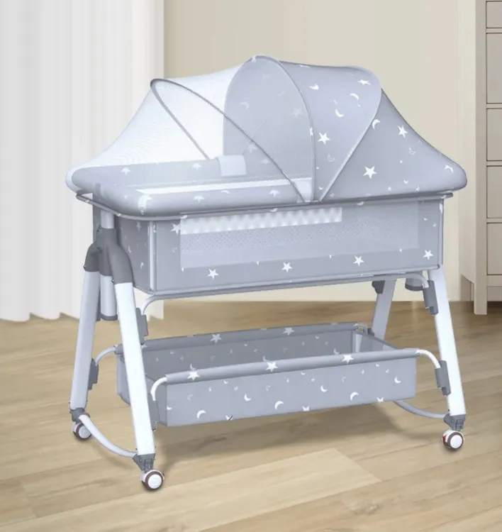 Multifunctional Cranks Silent Wheels Baby Crib Bed Jhula