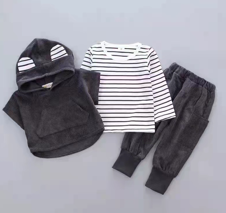 Sleeve Hoodie And Trousers Set For Kids