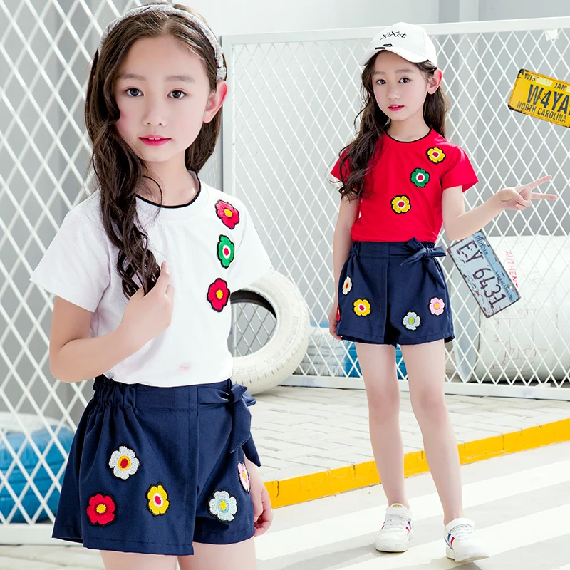 Sleeve Tops+Shorts Tracksuits 2 Pieces Suit Kids Clothing Set