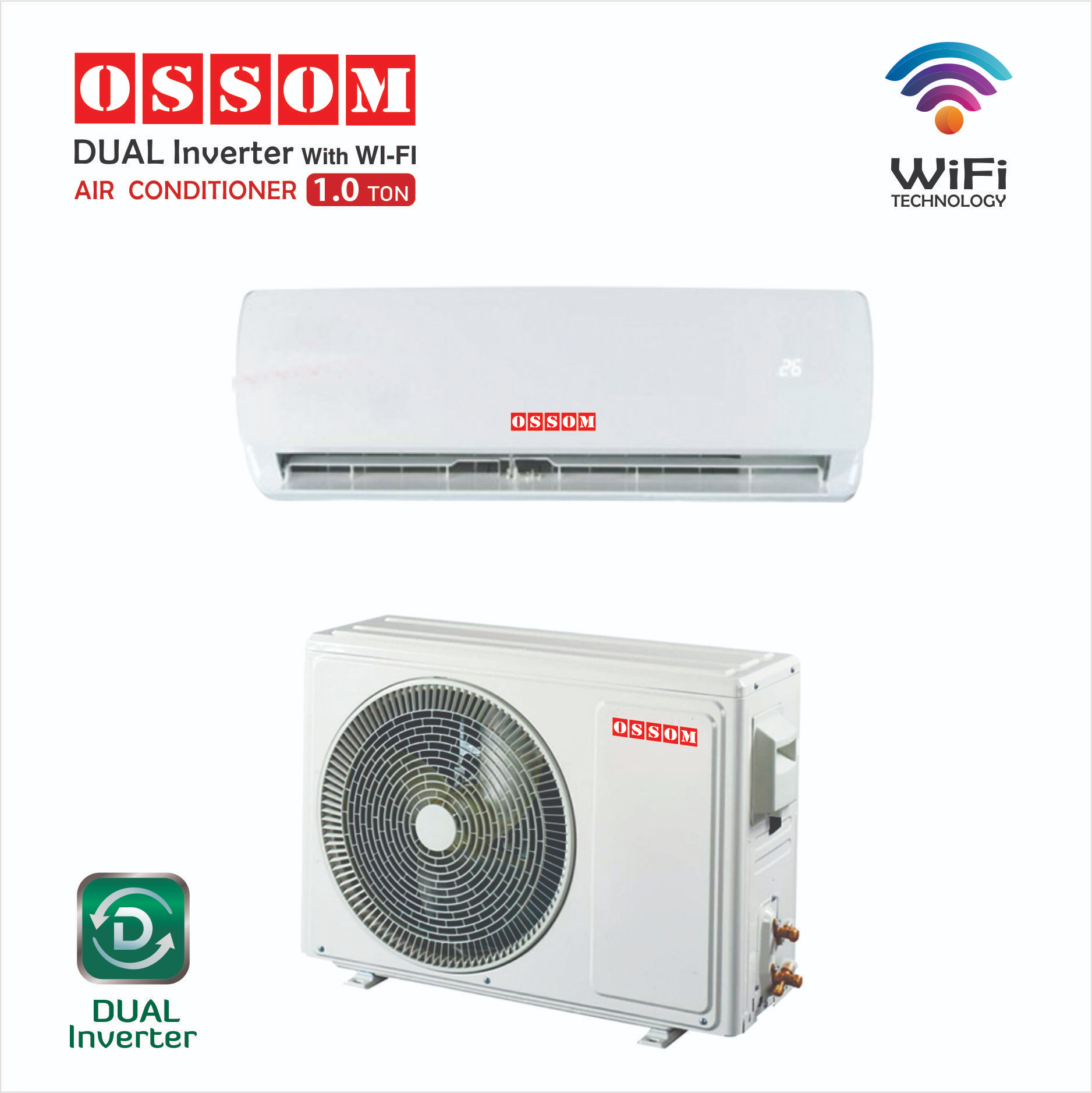 OSSOM Air Conditioner Ton INVERTER With Wi-Fi Control