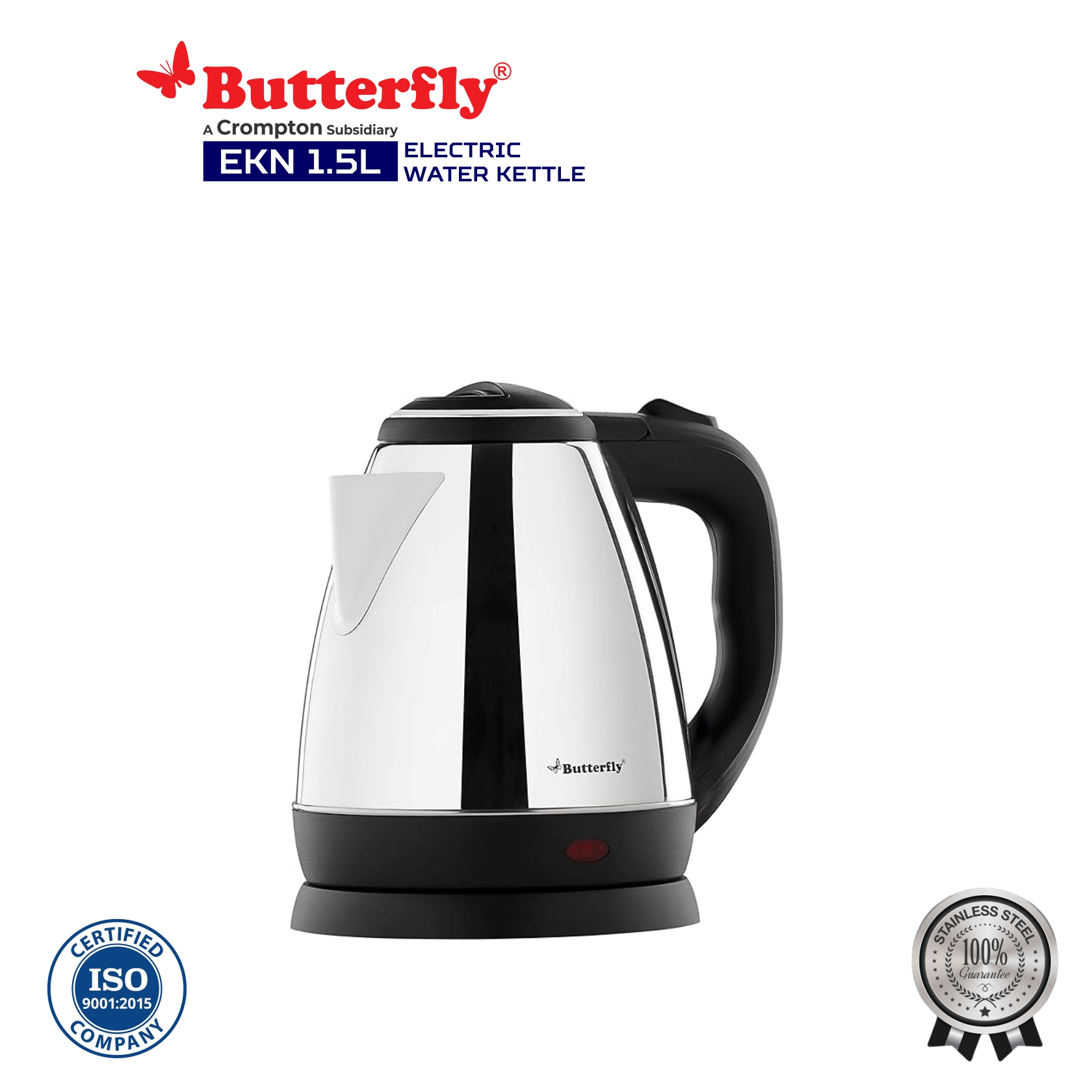 Butterfly  Electric Water Kettle (Stainless Steel)-EKN 1.5L 1500 Watt
