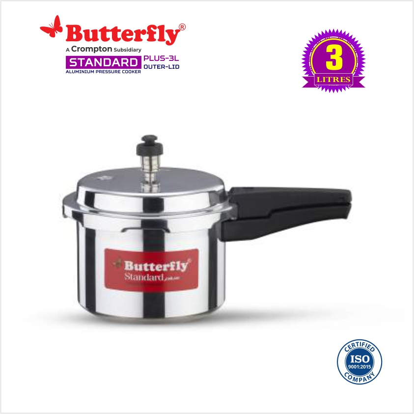 Butterfly Standard Plus Induction Base Aluminum Outer Lid Pressure Cooker- 3 Ltr.