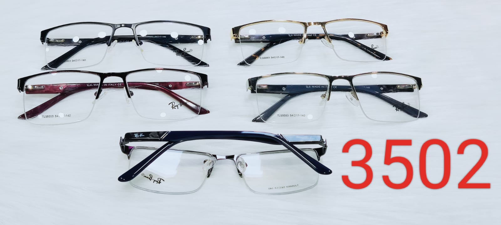 Rey Ben Metal Half Rim Rectangular Prescription Eyeglass Frame