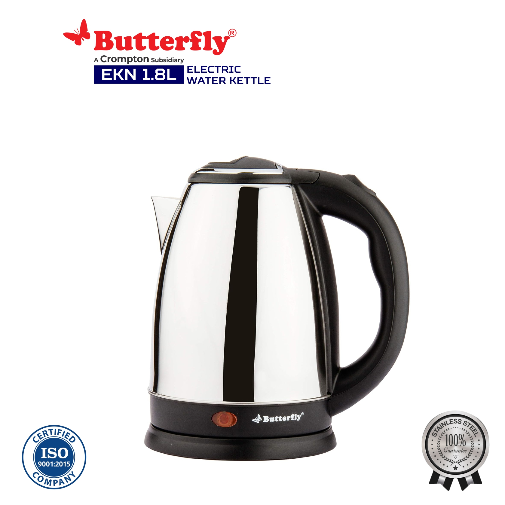 Butterfly Electric Water Kettle (Stainless Steel)- EKN 1.8L 1500 Watt