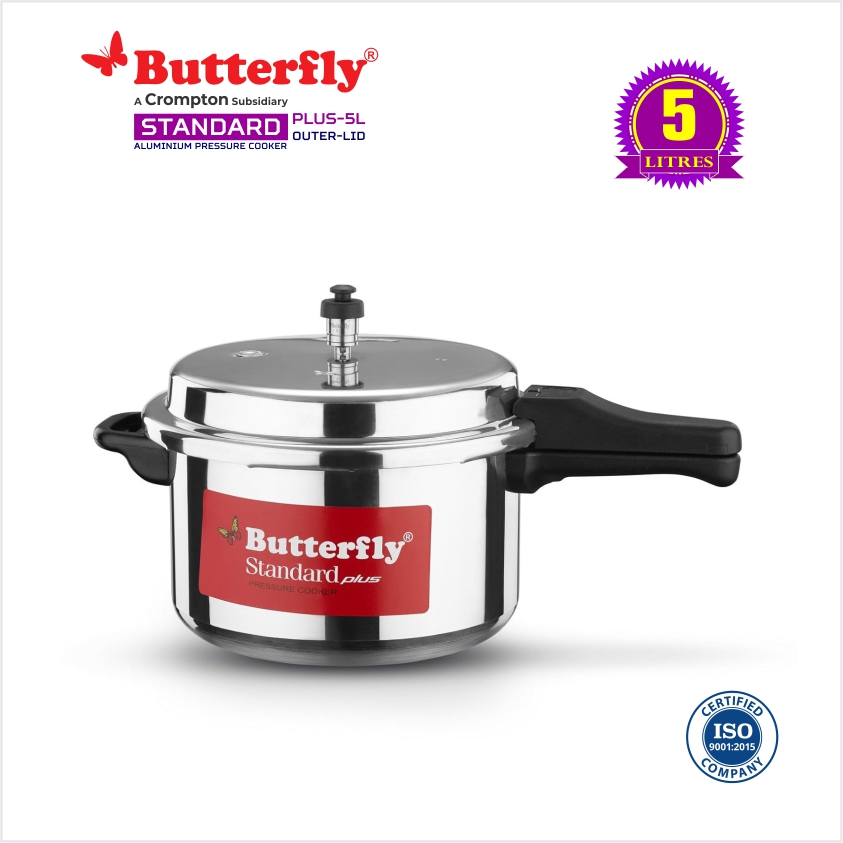 Butterfly Standard Plus Induction Base Aluminums Outer Lid Pressure Cooker- 5 Littre