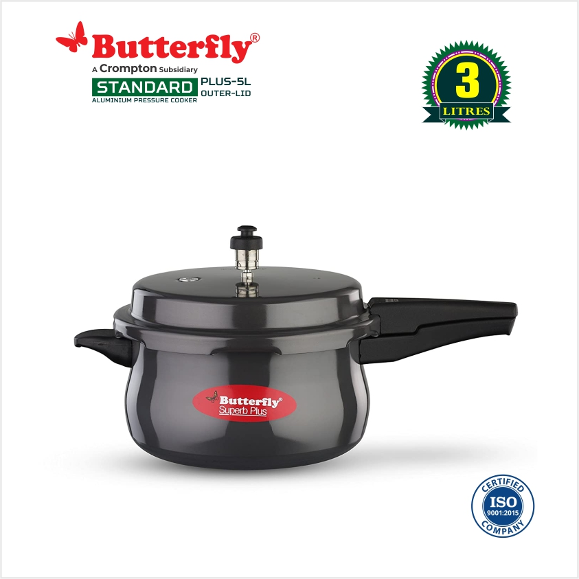 Butterfly Superb Plus Induction Base Hard Anodized Aluminum Pressure Cooker- 5 litters