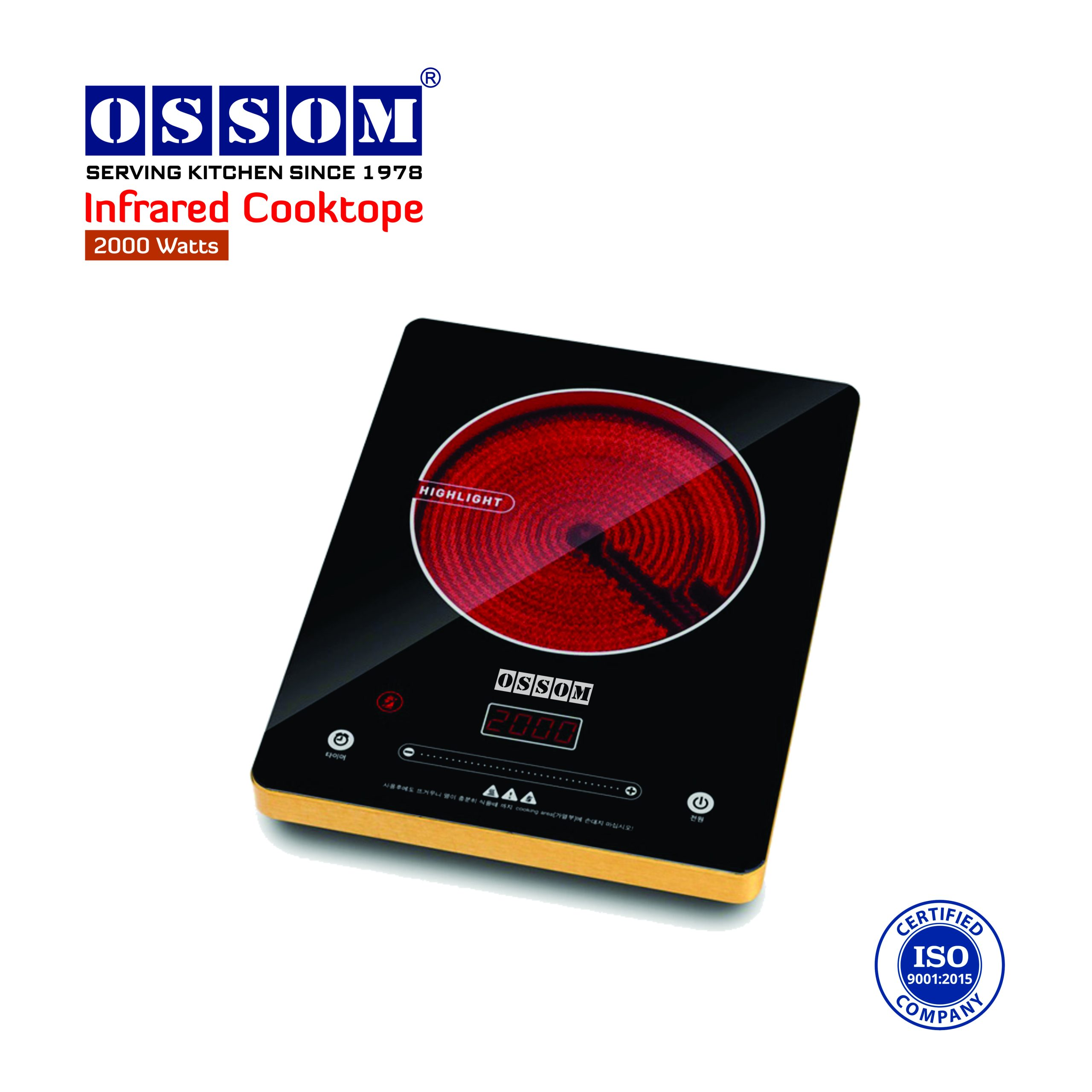 OSSOM Infrared Cooktop Glass Top- 2000W