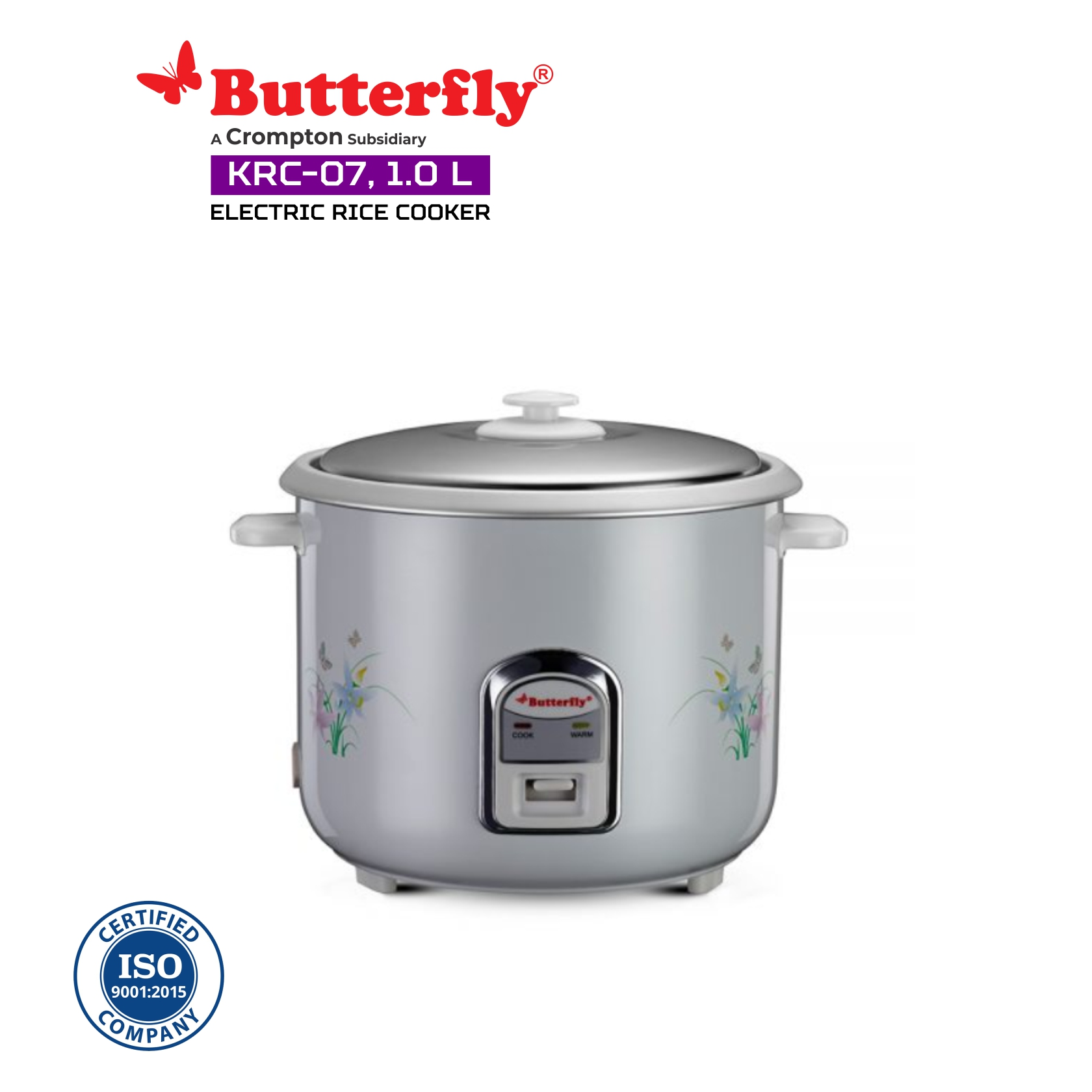 Butterfly Electric Rice Cooker (White)- KRC-07, 1.0-Litre