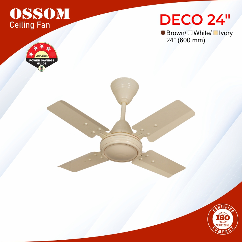 OSSOM Ceiling Fan (Brown, White, Ivory)-Deco 24″
