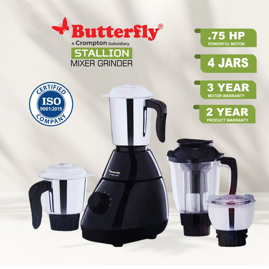 Butterfly Stallion Mixer Grinder .75 HP, 4 Jar