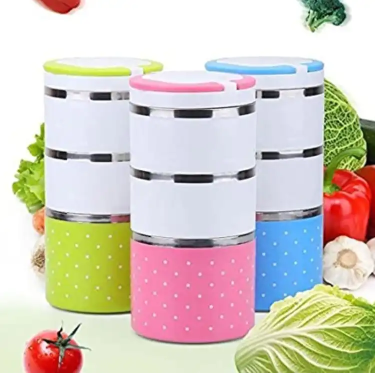 Stainless Steel 3 Layer Lunch Box with Multi Layer Insulation