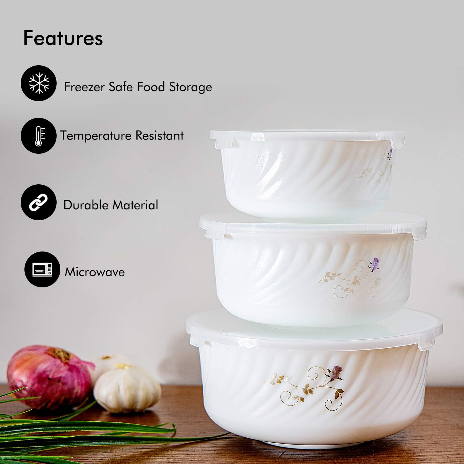 Royalford 3pieces Opalware Bowl Set