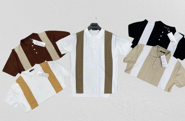 Luxury Lining Polo Neck Knitted T-shirt For Men