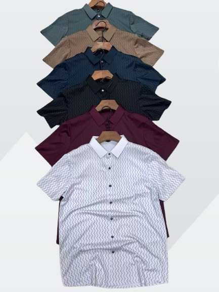 Men Regular Fit Self Design Spread Collar Casual Shirt