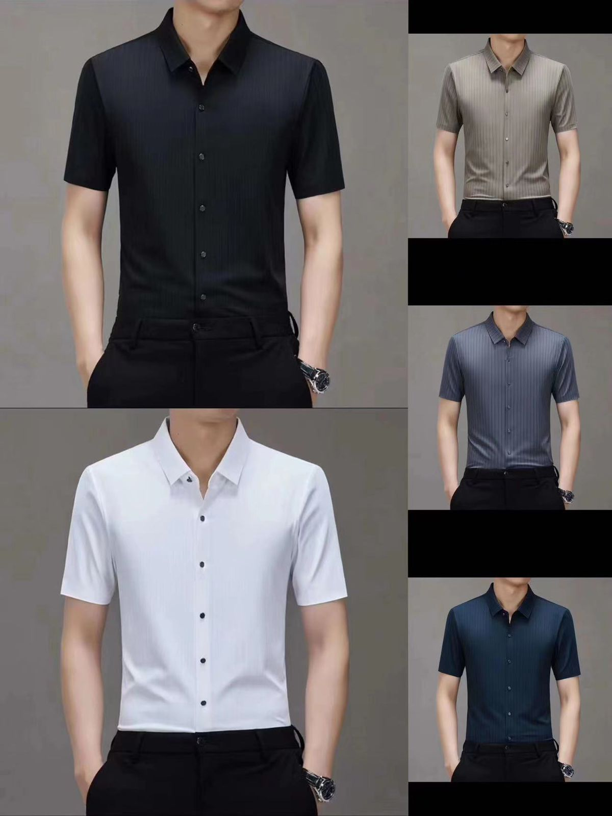 Men's Seamless Shirts Solid Pure Color Short