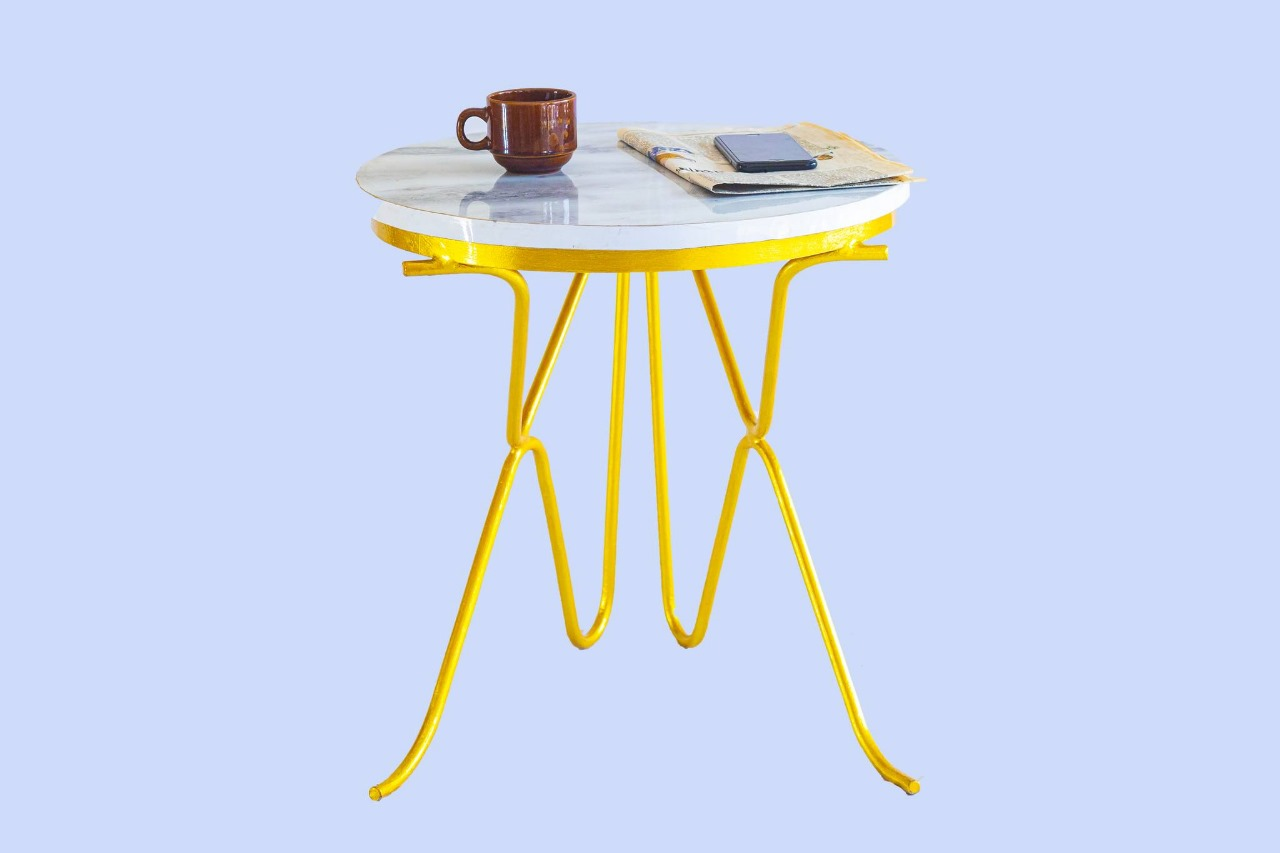 Small Outdoor Side Table with Metal Fram