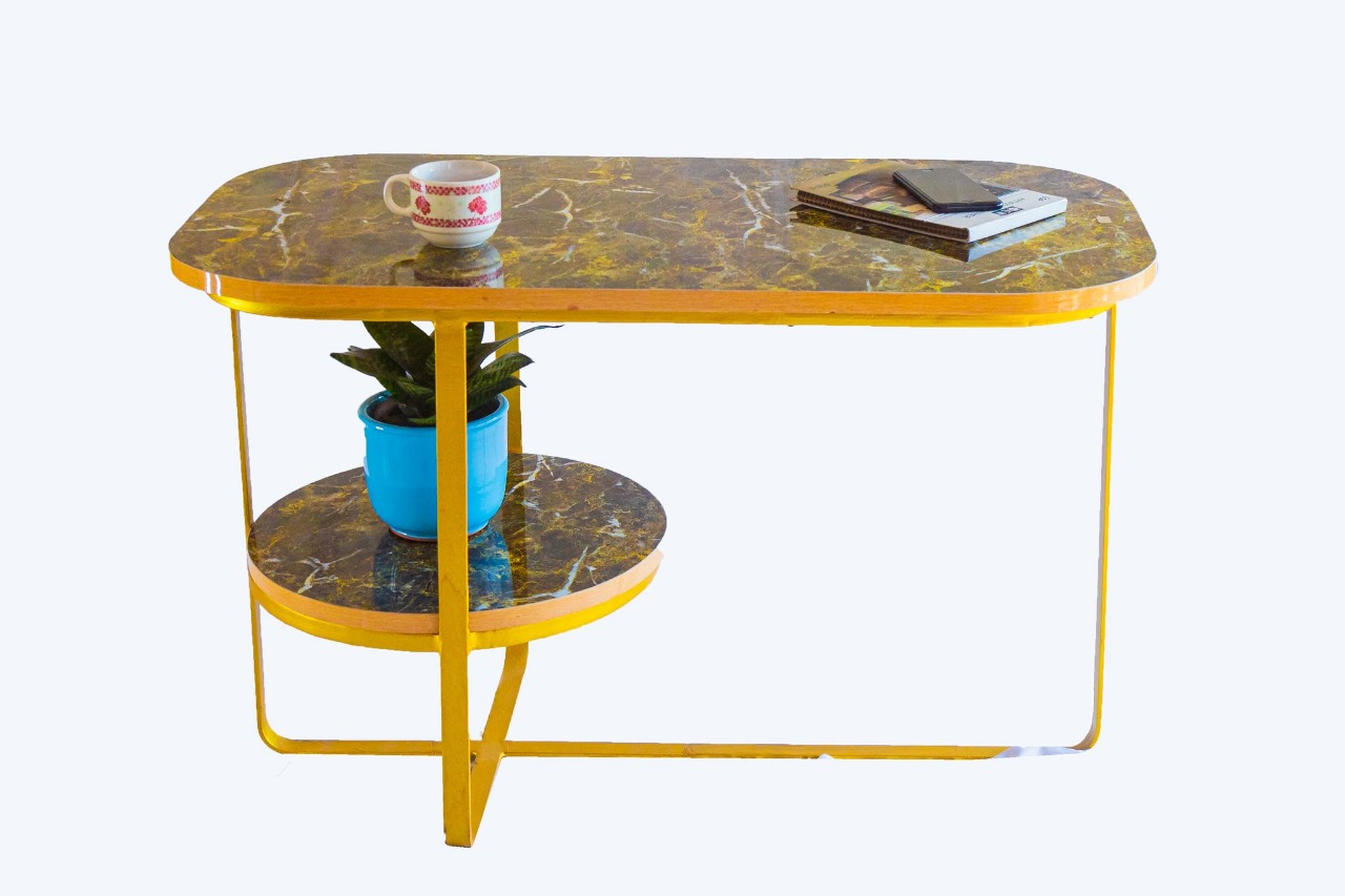 Metal Frame Marble Golden Coffee Table