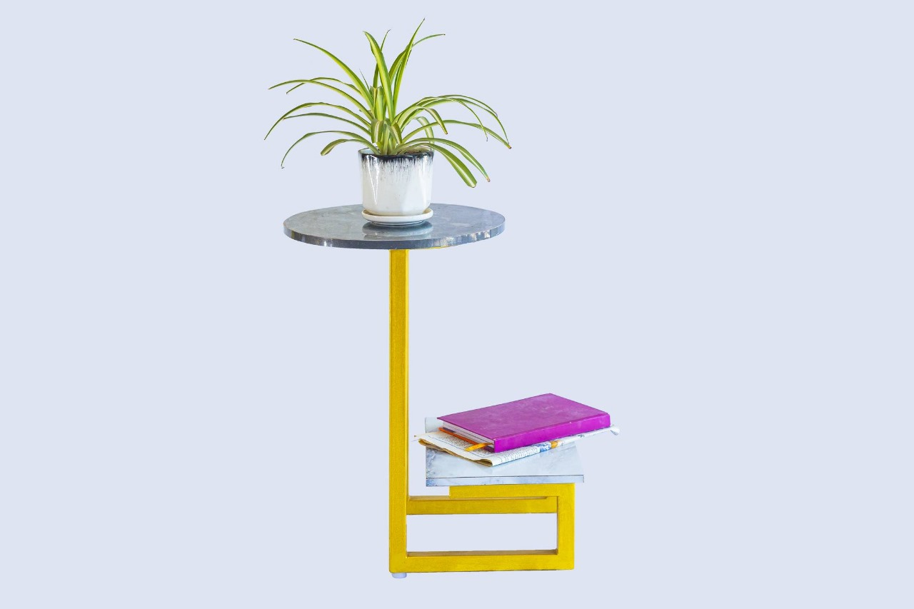 Marble End  Round Sofa Side Table